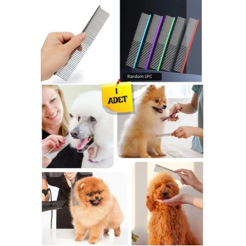 Gri Parlak Metal Köpek Tarağı Renkli Pet Köpek Pire Tımar Tarağı Köpek Tüyü Tarama