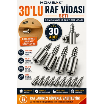 30 Adet Dayanıklı Metal Raf Tutucu Raf Pimi 25 kg Kapasiteli