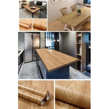 Ahşap Görünümlü Yapışkanlı Folyo Mobilya Yenileme Kağıdı 500x60cm Mobilya Yenileme Tezgah Dolaplar