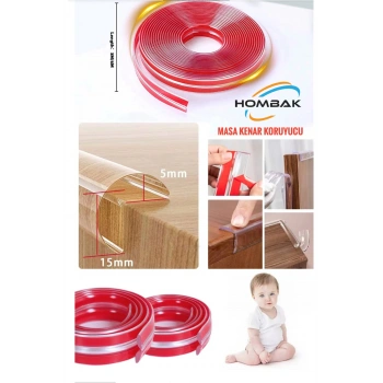 3M İki Yönlü Masa Kenar Koruyucu Şerit Masa Köşe Aparatı Bebek Çocuk Cam Ahşap Masa