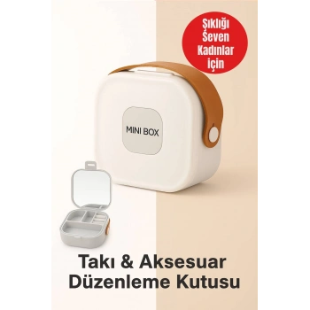 Mini Takı Kutusu 4 Bölmeli Seyahat Düzenleyici – Kolye, Küpe, Yüzük Saklama Kutusu Beyaz