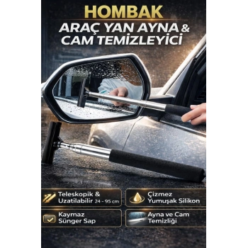 Uzayabilir (1m) Teleskopik Araba Cam Sileceği Yan Dikiz Aynası Çekeceği Araç Ayna Çekeceği