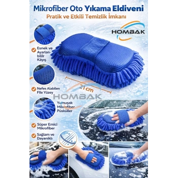 Premium Mikrofiber Oto Yıkama & Cila Sünger Eldiveni – Çizmez, İz Bırakmaz Araç Temizlik Bezi