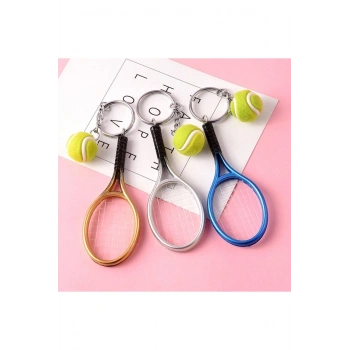 Gerçekçi Tenis Raketi Tasarımlı Şık Anahtarlık Kolye Çanta Süsü Tennis Keychain