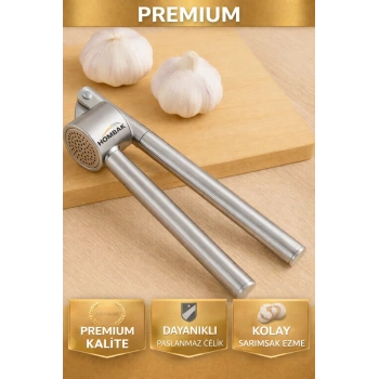 Premium Paslanmaz Çelik Koncıs Sarımsak Ezici Pratik Sarımsak Ezeceği Lüks Çelik Sarımsak Ezeceği