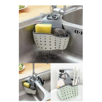Musluk Üstü Lavabo Organizeri Süngerlik – Su Tahliyeli Sünger ve Fırça Düzenleyici