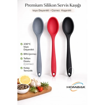 Premium Silikon Servis Kaşığı – Isıya Dayanıklı, Teflon Dostu Ergonomik Mutfak Kaşığı