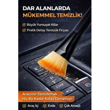 Çok Amaçlı Detay Temizlik Fırçası – Araç İçi, Havalandırma, Tuş Arası Temizleyici, Yumuşak Kıllı