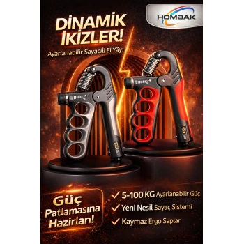 Mekanik Sayaçlı El Yayı 5-100 KG Ayarlanabilir | LCD Sayaçlı Profesyonel El Güçlendirici