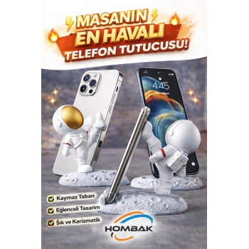 Astronot Telefon Tutucu Stand Kaymaz Taban Masaüstü Şık Dekoratif Telefon Standı