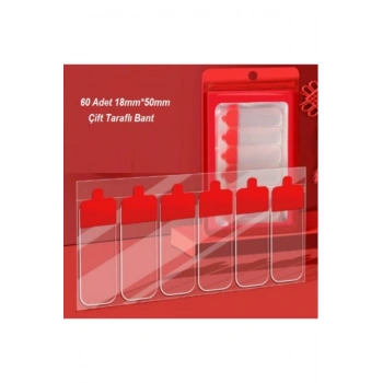 60 Parça Kolay Açılır Güçlü Çift Taraflı Bant 18mmx50mm