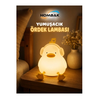 Sevimli Ördek Gece Lambası USB Şarjlı Dokunmatik Silikon LED Gece Lambası 7 Renk Değiştiren Zaman Ayarlı Çocuk ve Bebek Odası Lambası