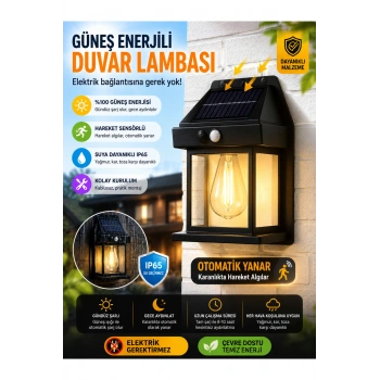 Solar Güneş Enerjili Duvar Lambası Beyaz Işık Hareket Sensörlü Bahçe Garaj Ev Aydınlatma