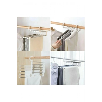 5 Katlı Hareketli Pantolon Askısı Dolap İçi Askılık Yer Kaplamayan Askı