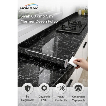 Kendinden Yapışkanlı Mermer Desenli Mutfak Banyo Tezgah Duvar Ve Masa Kaplama (60cmx5m)