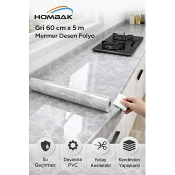 Kendinden Yapışkanlı Mermer Desenli Mutfak Banyo Tezgah Duvar Ve Masa Kaplama (60cmx5m)