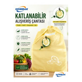 Katlanabilir Alışveriş Plaj Çantası 38x58 cm – Taşınabilir Portakal Kese Tasarımlı, Yıkanabilir, Çevre Dostu Bez Market Çantası