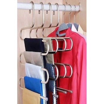 5 Adet 5 Katlı Metal Pantolon Eşarp Askısı - 5 Adet Askılık