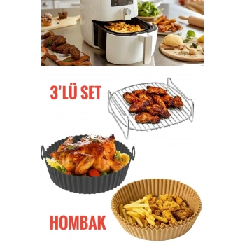 Airfryer Izgara Teli Pişirme Silikon Kab Pişirme Kağıdı Fritöz Paslanmaz Izgara Teli