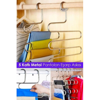 Dekoratif Metal Dolap Içi Krom Askı Pantolon Askısı Çoklu Askılık