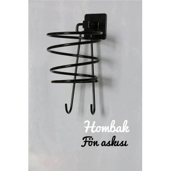 Siyah Fön Makinesi Askısı Saç Kurutma Makinesi Tutacağı Yapışkanlı