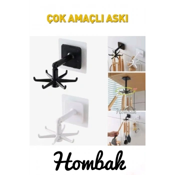 Siyah Mutfak Dolabı Çok Amaçlı 360 Derece Askı Vidasız Delmesiz Kaşık Kepçe Askısı