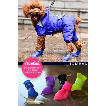Orta Boy Silikon Su Geçirmez Kedi Köpek Ayakkabısı Cırt Cırtlı Pati Model