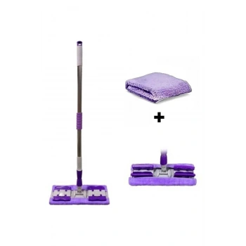 Mor Teleskopik Mandallı Mikrofiber Sihirli Mop Yüzey Temizleyici (duvar,fayans,yer,cam)