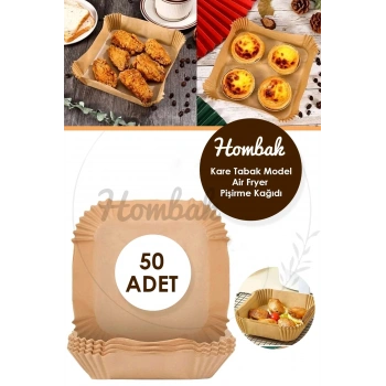 Xl / Xxl Airfryer Pişirme Kağıdı 50li Yağlı Kağıt Kraft Kare