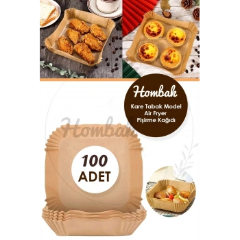 100 Adet Airfryer Pişirme Kağıdı Kare Tabak Model Yağlı Kağıt