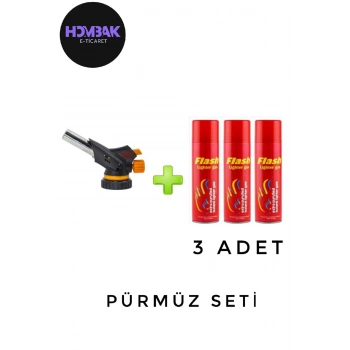 1300 Derece Profesyonel Pürmüz Çakmak Ws-509c Kafa Çakmak 3 Adet Flash Gazı