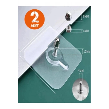 2li Set Süper Güçlü Kendinden Yapışkanlı Raf Çerçeve Tutucu Vidalı Kanca Askı