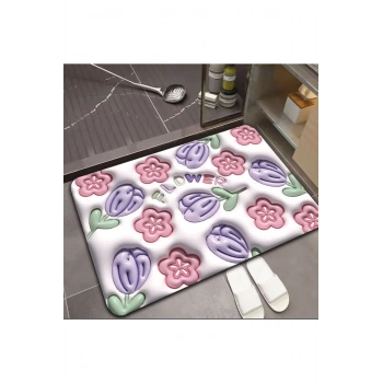 3D Boyutlu Su Emici Kaymaz Taban Desenli Banyo Paspası Banyo Matı Sihirli Paspas