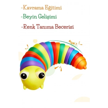 Çocuklar İçin Eğlenceli, Stres ve Anksiyete giderici Montessori Zeka Eğitici Renkli Tırtıl Oyuncağı