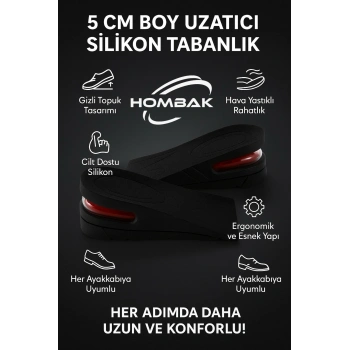 5 Cm Boy Uzatıcı Tabanlık 1 Çift Hava Yastıklı Uzatan 35-44 No Ayakkabı Tabanlığı Gizli Topuk