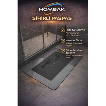Home Sihirli Su Emici Banyo Paspası Kaymaz Tabanlı Abdest Paspası 3 Mm 38x58