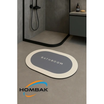 Krem Oval Sihirli Su Emici Banyo Paspası Kaymaz Tabanlı Abdest Paspası 3 Mm 38x58