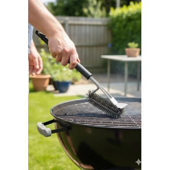 Mangal Izgara Temizleme Fırçası – Paslanmaz Çelik Telli, Uzun Saplı Grill Temizlik Aparatı M