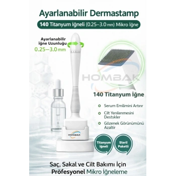 Ayarlanabilir Dermastamp 140 Titanyum İğneli (0.25–3.0 mm) Mikro İğne
