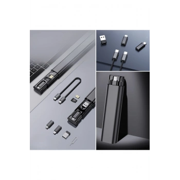 Cep Tipi 60W Bas Aç Type-C,İphone Şarj,Micro USB Hızlı Şarj Data Kablo Seti
