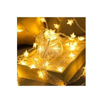 20 Adet Mini Yıldız Led 5 Metre Günışığı Rengi Dekoratif Led