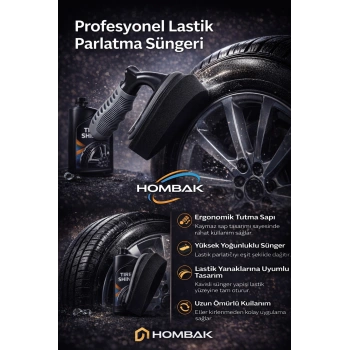 Profesyonel Araç Lastik Parlatma Süngeri Ergonomik Saplı Oto Lastik Parlatıcı Aplikatör