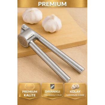 Premium Paslanmaz Çelik Koncıs Sarımsak Ezici Pratik Sarımsak Ezeceği Lüks Çelik Sarımsak Ezeceği
