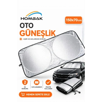 Katlanabilir Araç Ön Cam Güneşliği 150x70 cm – Isı Yansıtıcı Oto Güneşlik, Pratik Katlanır Güneş Koruyucu
