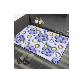 Papatya Sihirli Su Emici Banyo Paspası Kaymaz Tabanlı Abdest Paspası 3,5 Mm 40x60