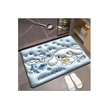 Emojili Sihirli Su Emici Banyo Paspası Kaymaz Tabanlı Abdest Paspası 3,5 Mm 40x60