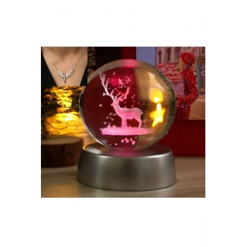 Tasarımlı 3 Boyutlu Işıklı Cam Küre Renk Değiştiren Led Işıklı 3d Cam Küre 3renkli