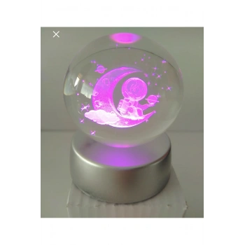 Tasarımlı 3 Boyutlu Işıklı Cam Küre Renk Değiştiren Led Işıklı 3d Cam Küre 3renkli
