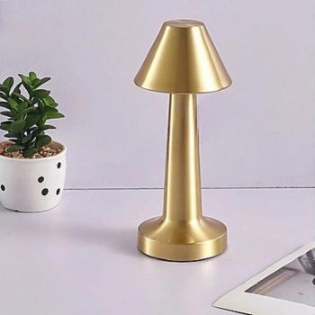 Çatı Model Gold Renk Şarjlı Dokunmatik 3 Renkli LED Masa Lambası