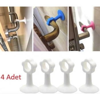 Cm-072 Vantuzlu Geçmeli Kapı Kolu Stoper 4lü Set Beyaz
